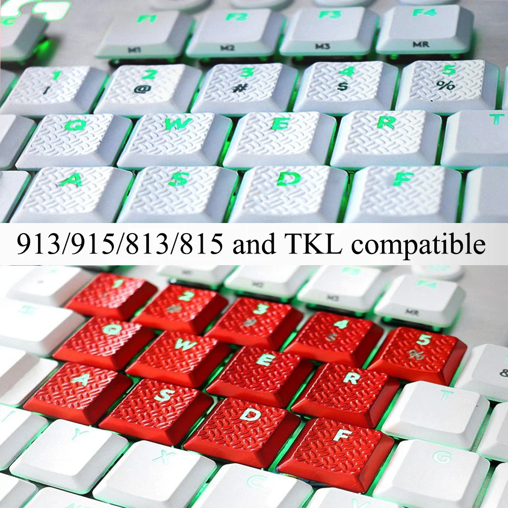 Anti-Slip ABS Keycaps for Logitech G915\G913 G815\G813\TKL Keyboards Caps Backlit QWER ASDF Direction Arrow White Red Keycap