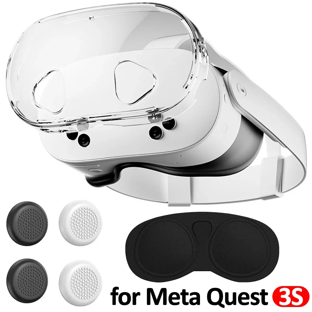 Transparent Soft TPU Protective Case for Meta Quest 3S Sturdy Damage-Resistant Cap with Camera Protector Controller Covers