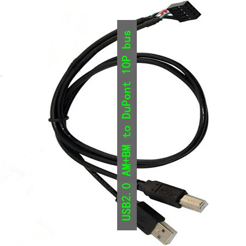 Кабель DuPont USB с двумя USB разъемами на DuPont 10P Bus USB2.0 A Male + B Male/DuPont 2x5Pin Female