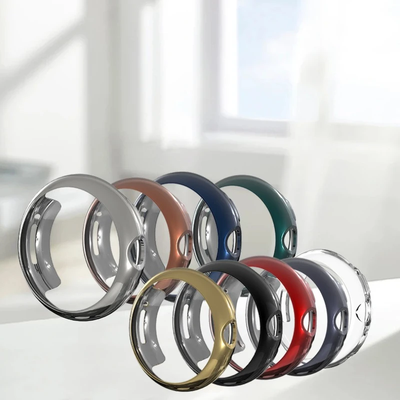 حافظة ساعة مدمجة مطلية بالكهرباء وفيلم لساعة Google Pixel Watch 2 المصنوعة من مادة TPU الشاملة للساعة الناعمة