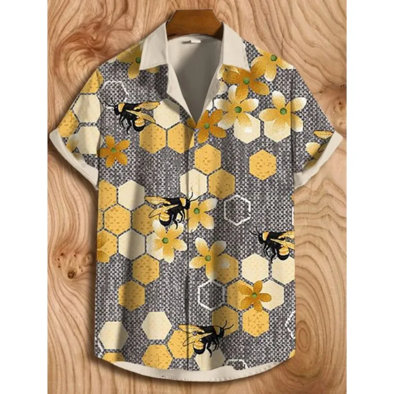 2025 Hawaiian Men's Shirt Cartoon Cat And Bird Pattern Printed Social Men's Graffiti Clothing Retro Harajuku New Summer