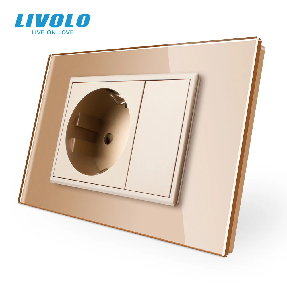 Imagem -04 - Livolo-ue Tomada com Painel de Vidro Cristal Tomada de Parede Branco Preto ac 110250v 16a Vl-c9c1eu11 12