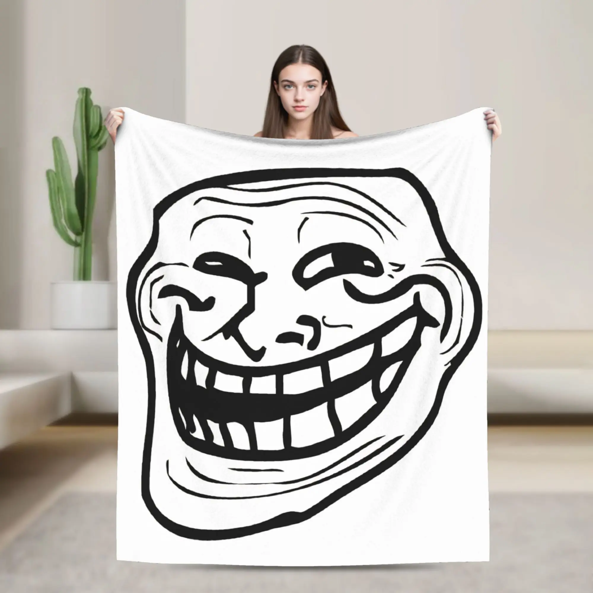 Funny Trollface  Stuff Blanket Soft Flannel  Throw Blankets Cozy Bedspread
