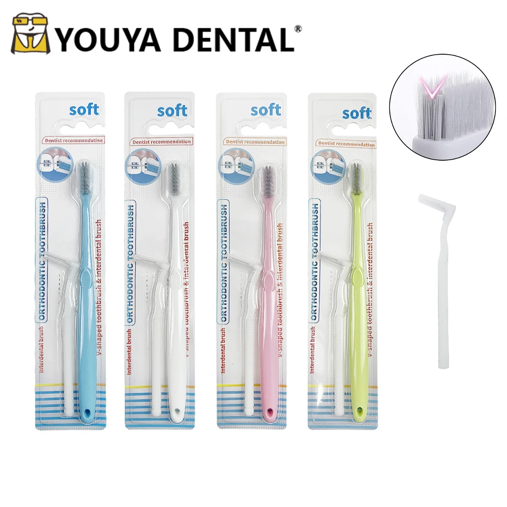 

Orthodontic Toothbrush With Soft Interdental Brushes Brace Clean Oral Hygiene Soft Hair Correction Clean Teeth Brush