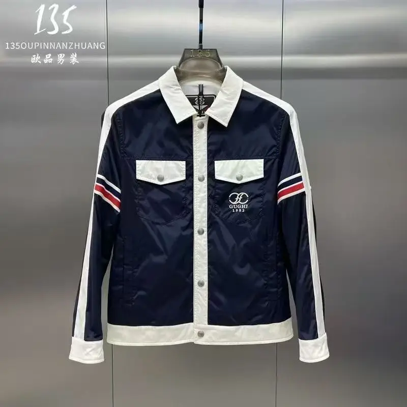

Fashion personality contrasting color trendy brand men's jacket 2025 spring and autumn new splicing slim youth jacket sunscreen