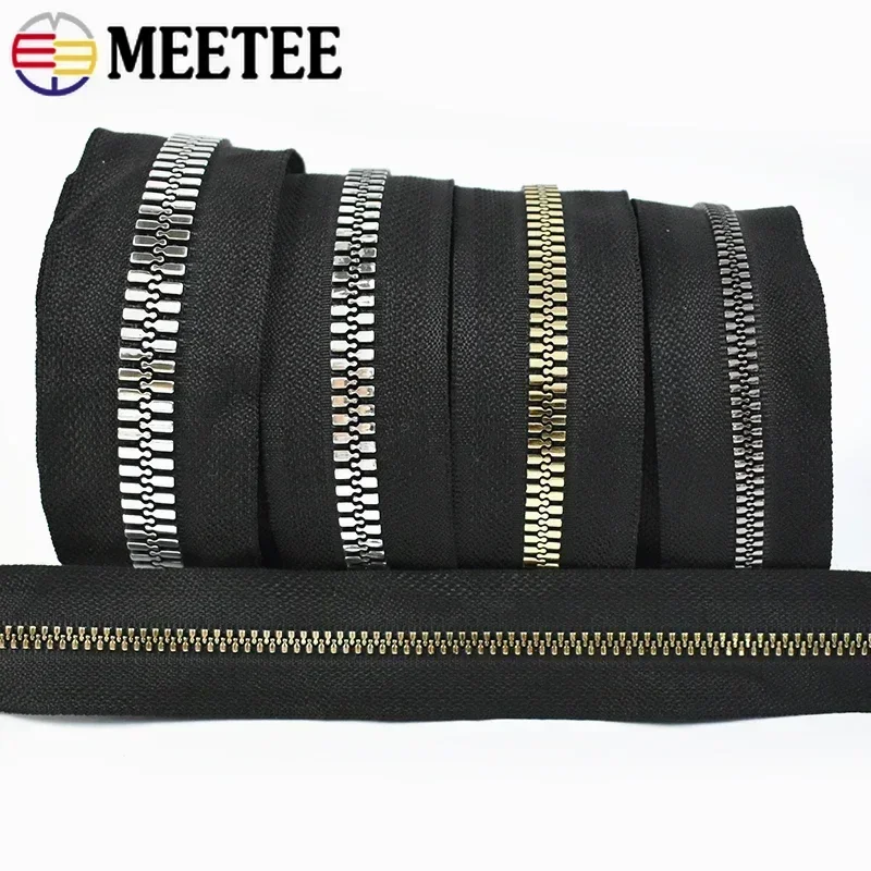 Meetee 1-5Meters 3# 5# 8# 10# 15# Resin Zipper Black Continuous Zippers By Meter Down Jacket Zip Closure Repair Sewing Material