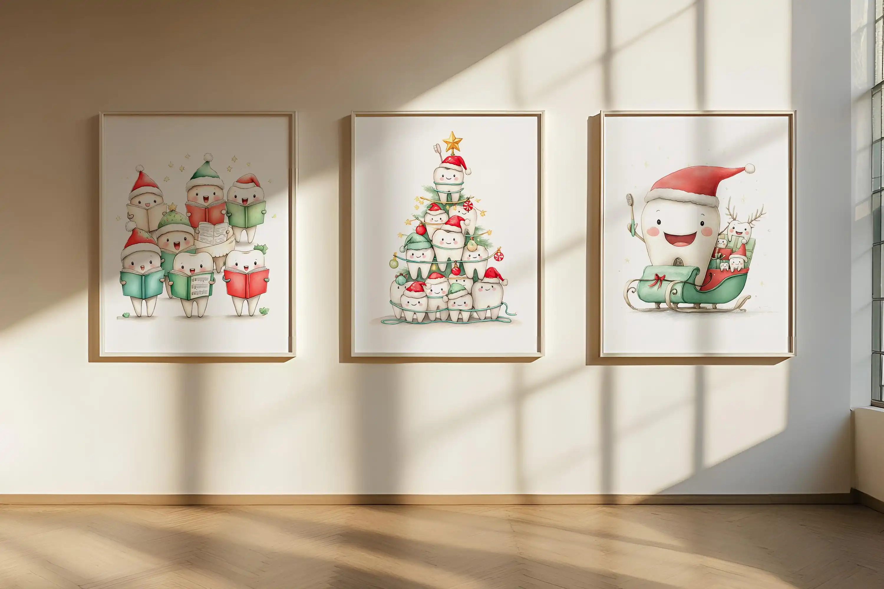 1/3pcs Christmas Dental Posters Pediatric Dentist Office Decor Poster Festive Holiday Tree Wall Art Poster for Living Room Decor