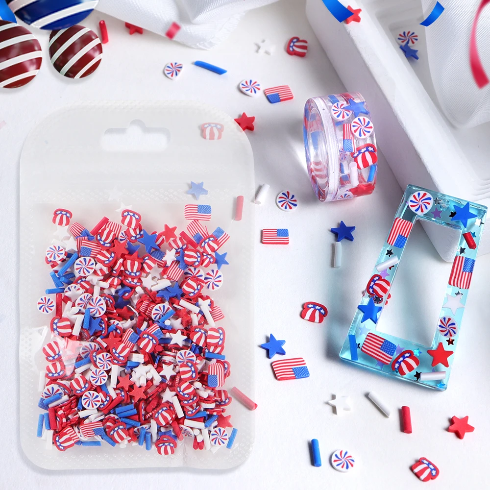 10g Red Blue White Stars Epoxy - Art And Craft Independence Day recension och pris