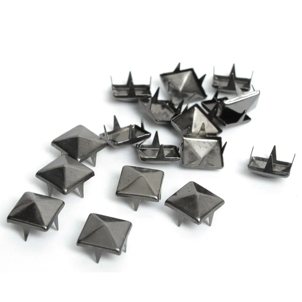10mm Black Square Rivets 4 Claw Spikes And Studs Punk Leather Rivets For Jeans Clothes 100pcs Punk DIY Crafts For Bags
