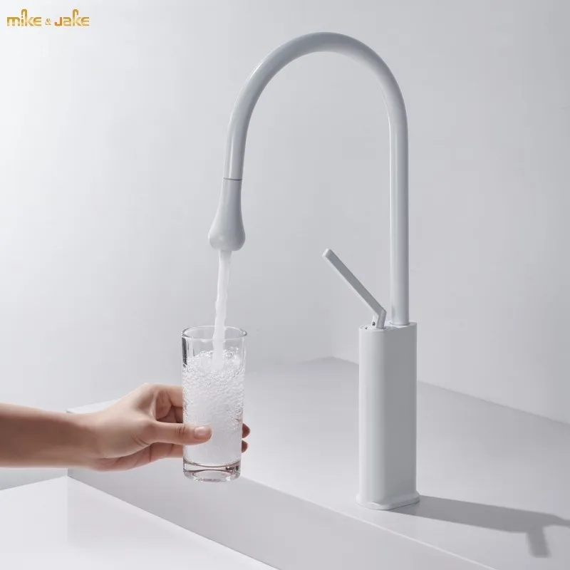 

Pull out white kitchen faucet zinc body stainless shower head kitchen faucet hot and cold kitchen mixer tap