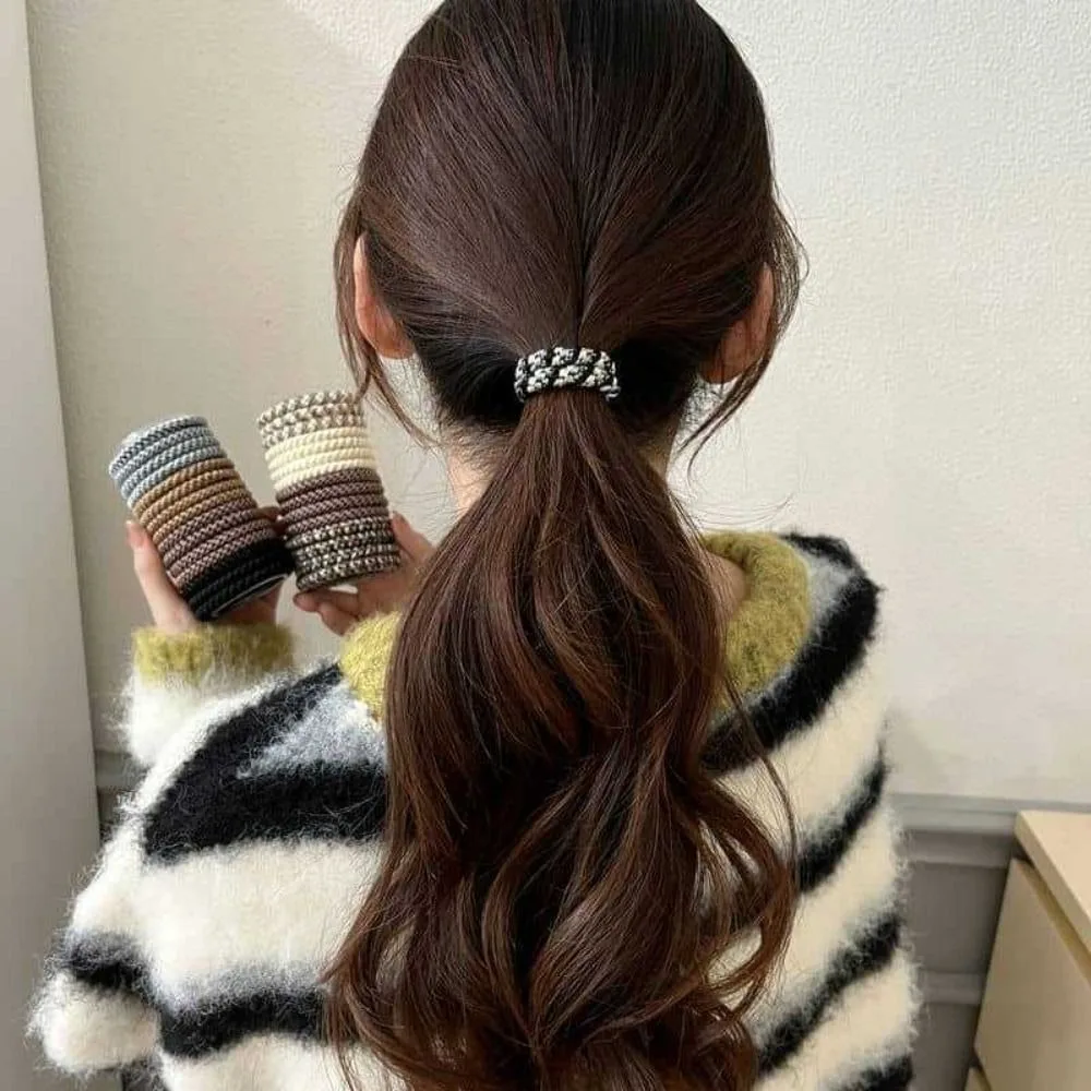 8pcs/Set Hair Tie Basic Hair Rope Set Cute Hair Ring Korean Style Rubber Band Hair Accessories Ponytail Holder