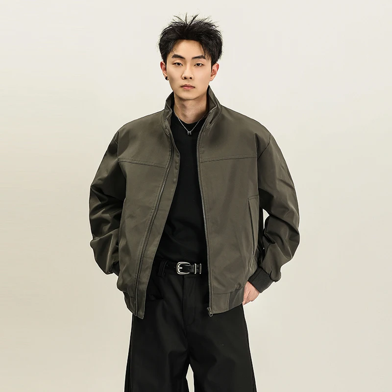 

Spring and Autumn Pilot Jacket Men's Solid Color Baseball Jacket Casual Thick Windproof Cargo Jacket Working Clothes Coat