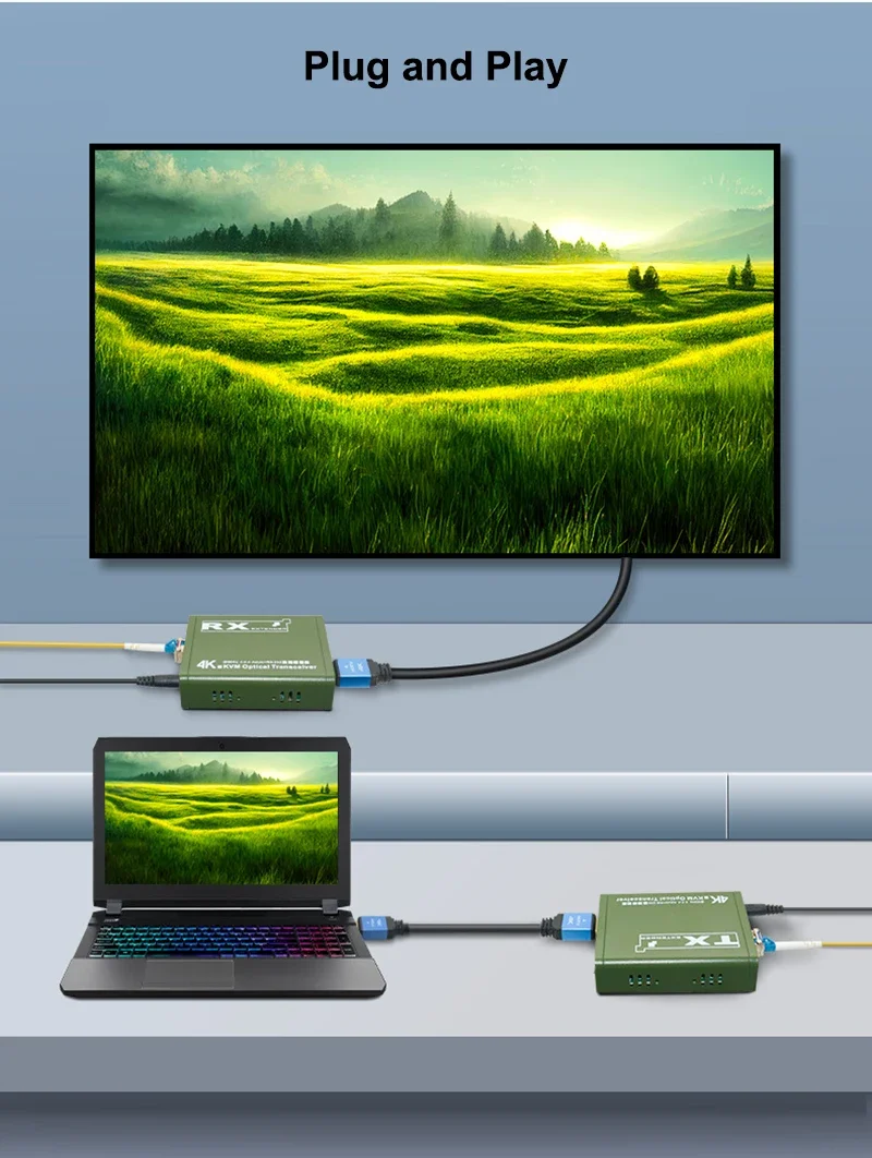 4K 60 Гц 20 км HDMI оптический трансивер KVM оптоволоконный удлинитель через одиночный LC-кабель видеопередатчик приемник поддержка мыши клавиатуры