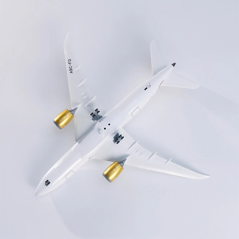 47cm Diecast Aircraft Gulf Airways B787 Resin Model Airplanes 1/130 Scale Replica With Base & Voice Control Boys Aviation Gifts