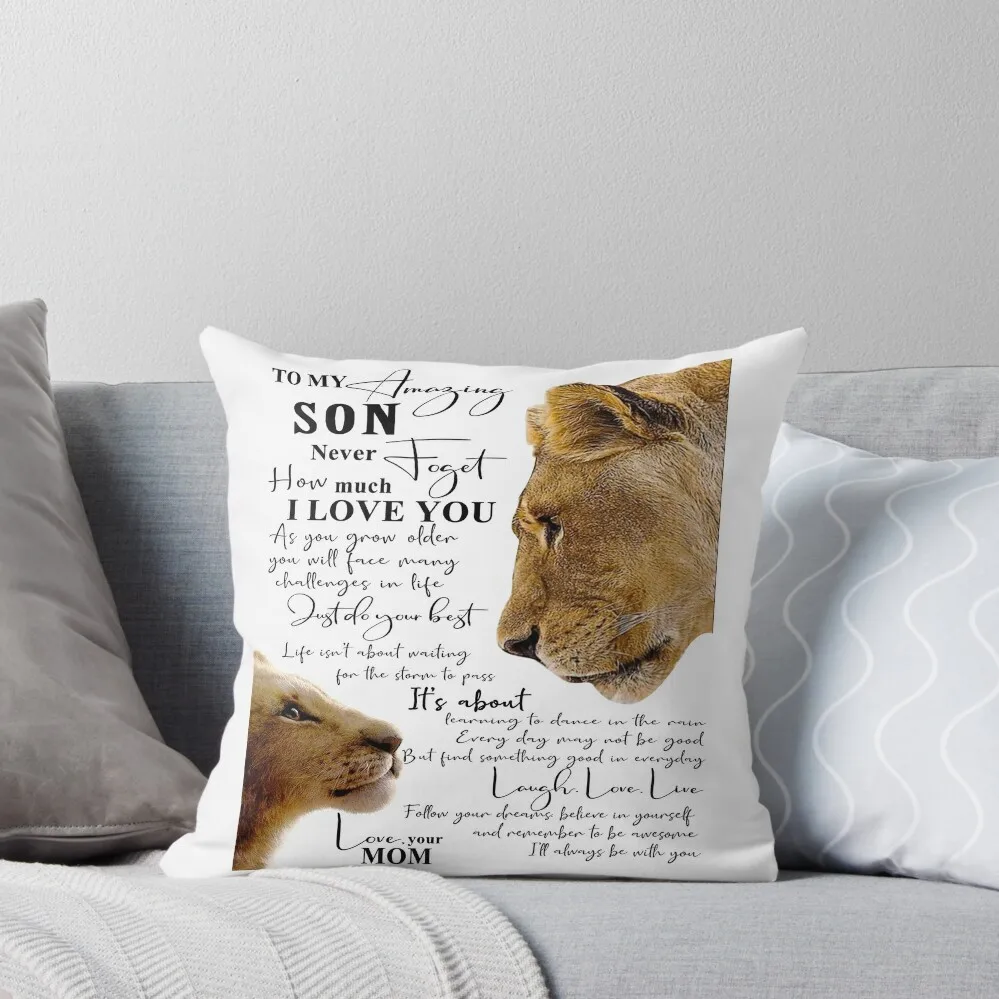 

Lion To My Amazing Son Never Forget How Much I Love You Throw Pillow Decorative Cover For Living Room pillow