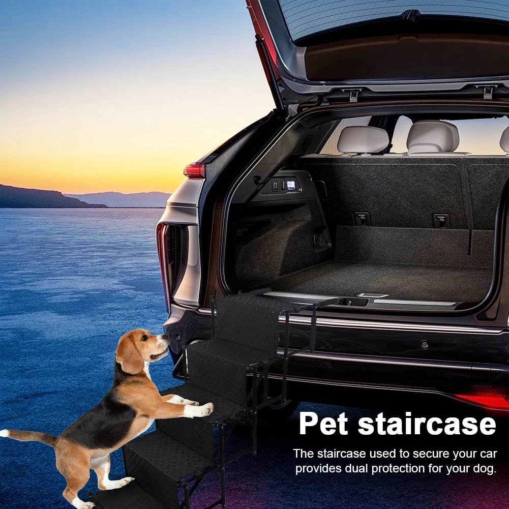 

5 Steps Pet Step Stairs Support Up To 150 Lbs Foldable Dog Ramp Ladder with Nonslip Surface Lightweight Portable Pet Ladder Ramp