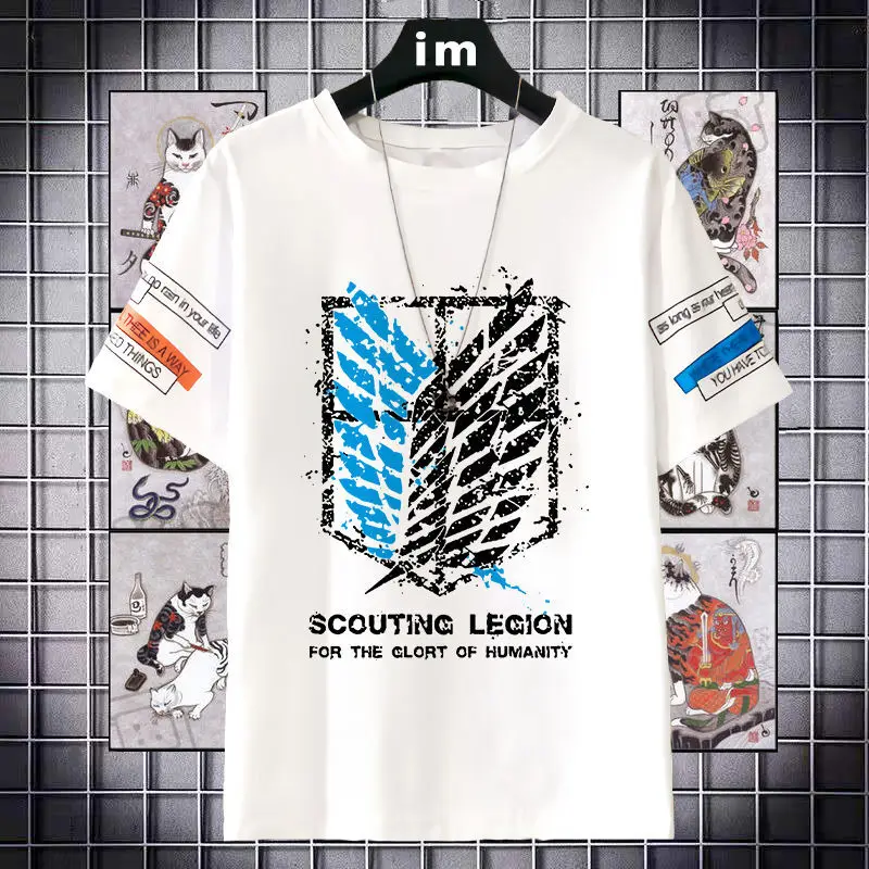 

New Anime Survey Corps Wings Of Freedom Short Sleeve T-Shirt Two-Dimensional Attack On Titan COS Summer Top Trendy