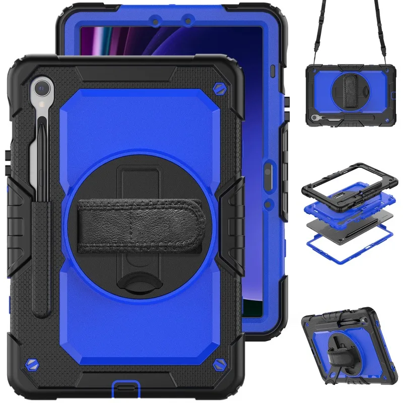 

For Samsung S10FE Tablet Protective Case with Bend Resistance and Shoulder Strap Stand Silicone Hard Shell