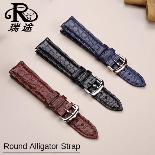 Imagen 2 del producto 16mm 17mm 18mm 19mm 20mm 21mm 22m Black Blue Brown Crocodile Skin Watch Strap For CARTIER Tank CLÉ DE Bracelet Leather Watchband