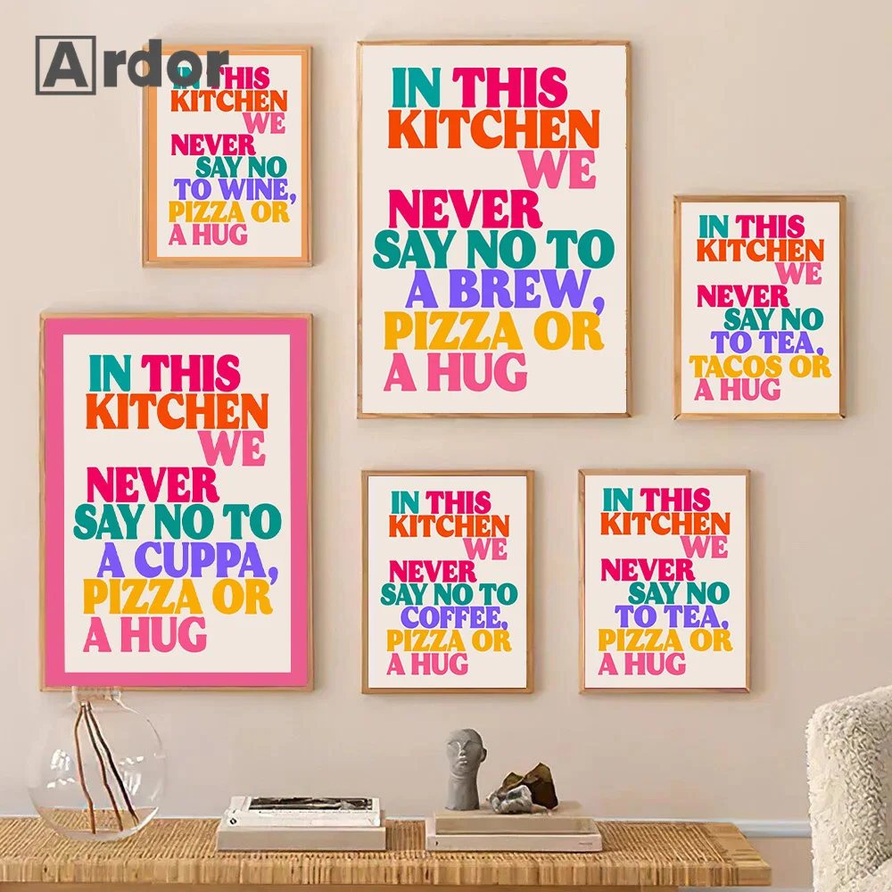 

Nordic Modern Colourful Quotes Poster Pizza Home Abstract Canvas Painting Wall Art Prints Pictures for Kitchen Room Home Decor