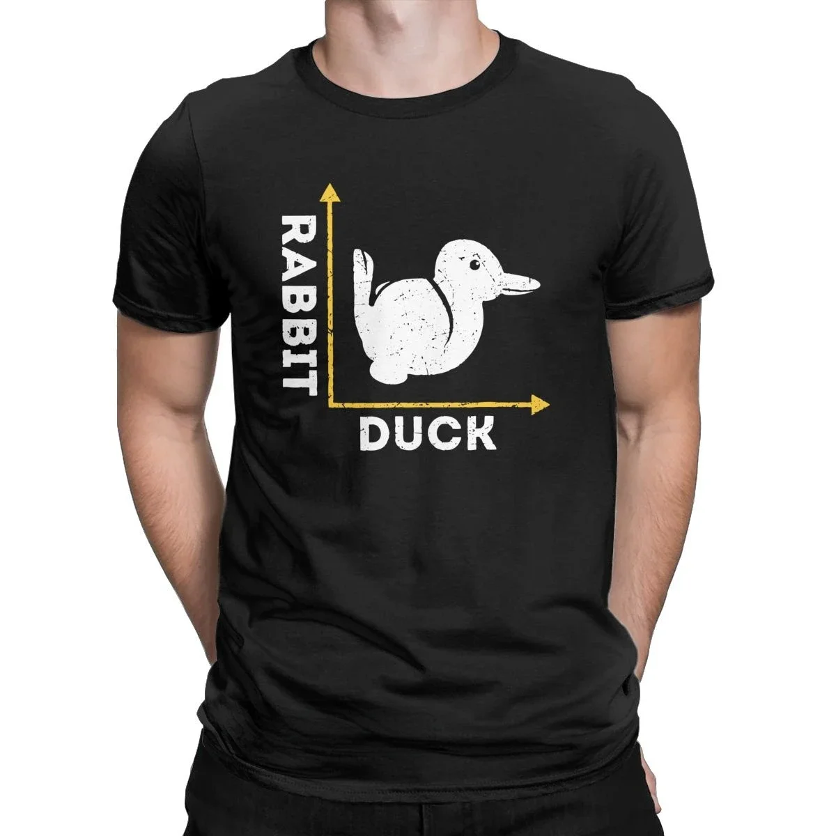 Men Clothing Brain Teaser Duck Rabbit Optical Illusion Duck or Rabbit T-Shirts Men Amazing VintageTees Tshirt Original Clothing