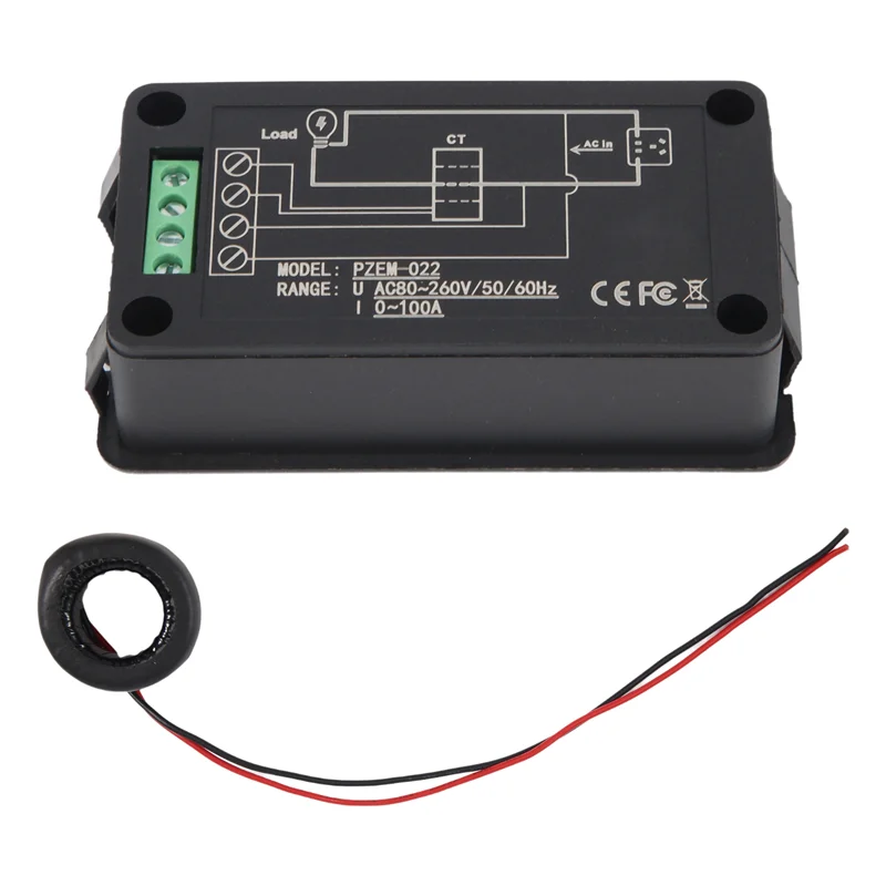 AWAH Newest AC 6In1 220V 100A Single Phase Digital Panel Amp Volt Current Meter Watt Kwh Power Factor Meter With Coil CT