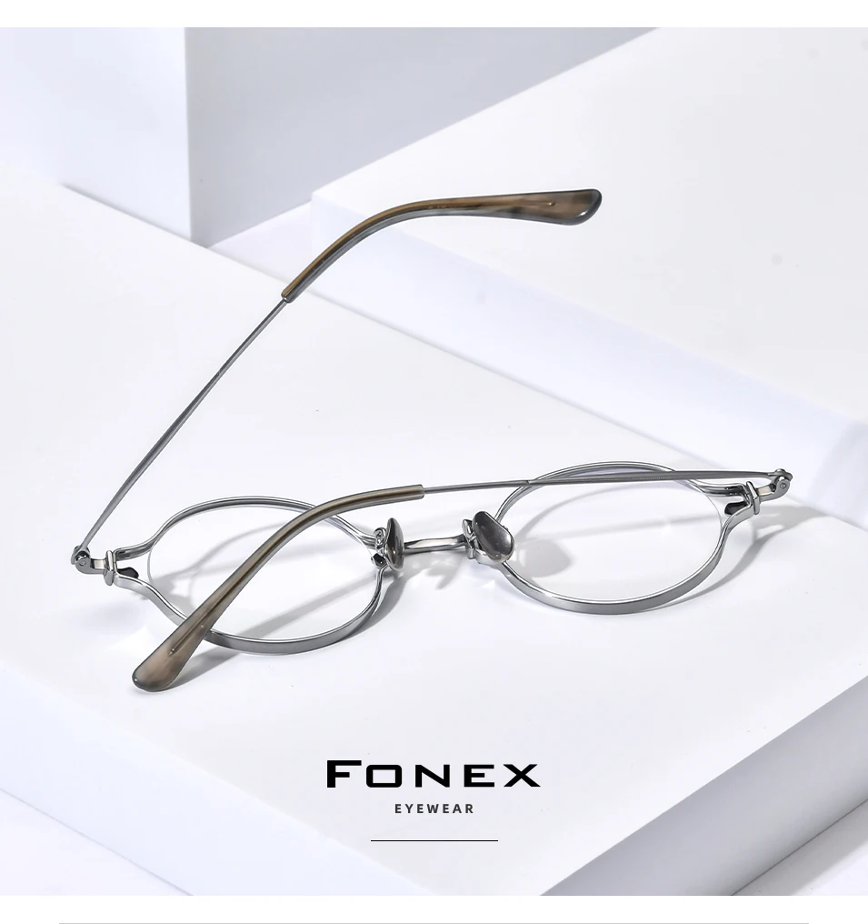 FONEX Titan Brille Rahmen Männer Drand Design Retro Quadrat Brillen Frauen Vintage Japanische Brille Ultraleicht Brillen MN186 – Detail 16
