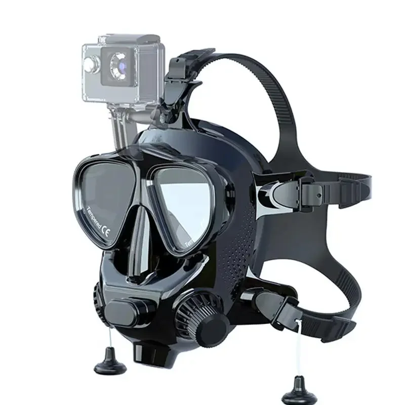 Silicone full-face diving mask snorkel set, diving goggles mask, can be connected to an underwater breathing apparatus