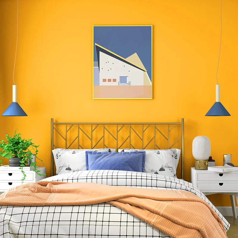 Lemon Yellow Wallpaper Nordic Minimalist Solid Color Living Room Bedroom Plain Background Paste the Wall Non Self Adhesive Wallp