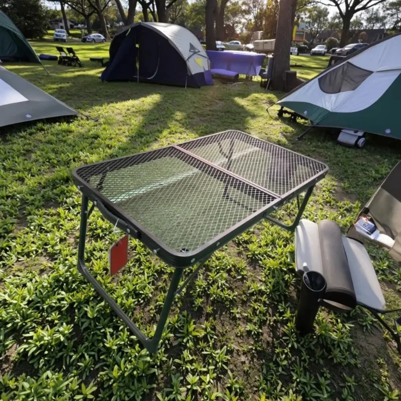 

Outdoor Aluminum Foldable Picnic Table Modern Design Portable BBQ Camping Grill Furniture