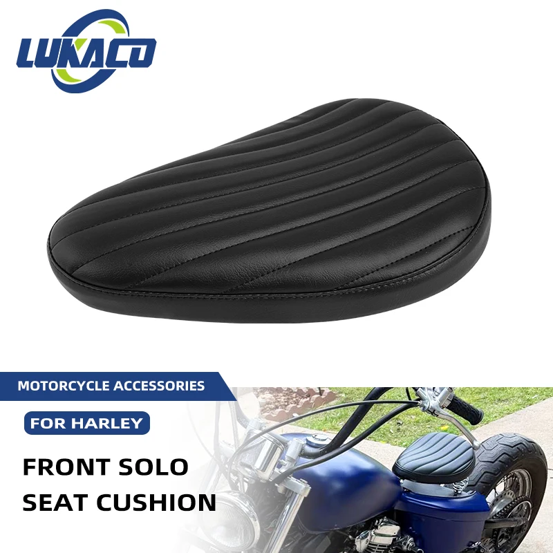 Motorcycle Black PU Leather Solo Seat Accessories For Harley Custom Chopper Sportster Bobber Honda Yamaha Kawasaki Universal