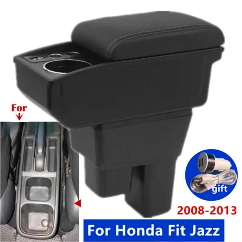 For Honda Jazz Armrest box For Honda Fit Jazz 2 Car Armrest Box Storage Box cup holder 2008-2013 Retrofit car Accessories