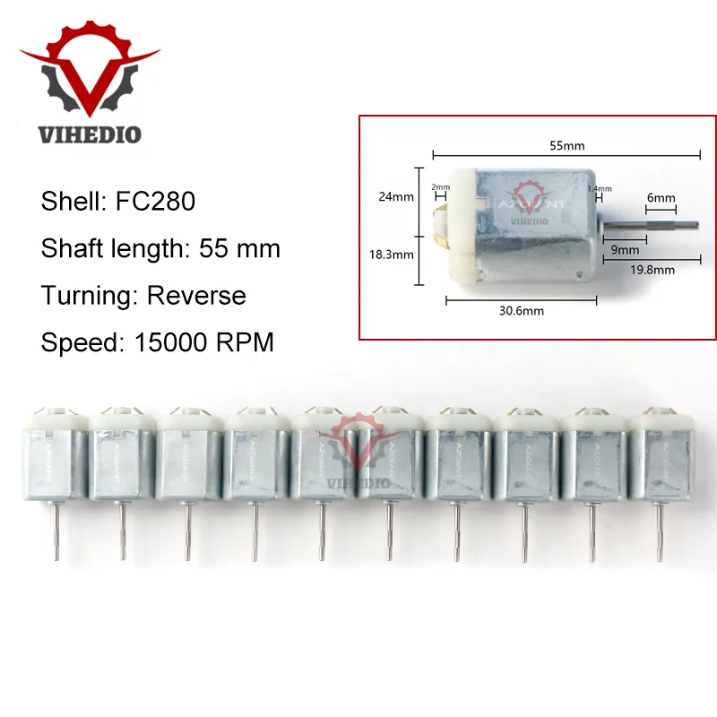 

Двигатель FC280 DC 15000 об/мин 55 мм для автомобиля, 10 шт.