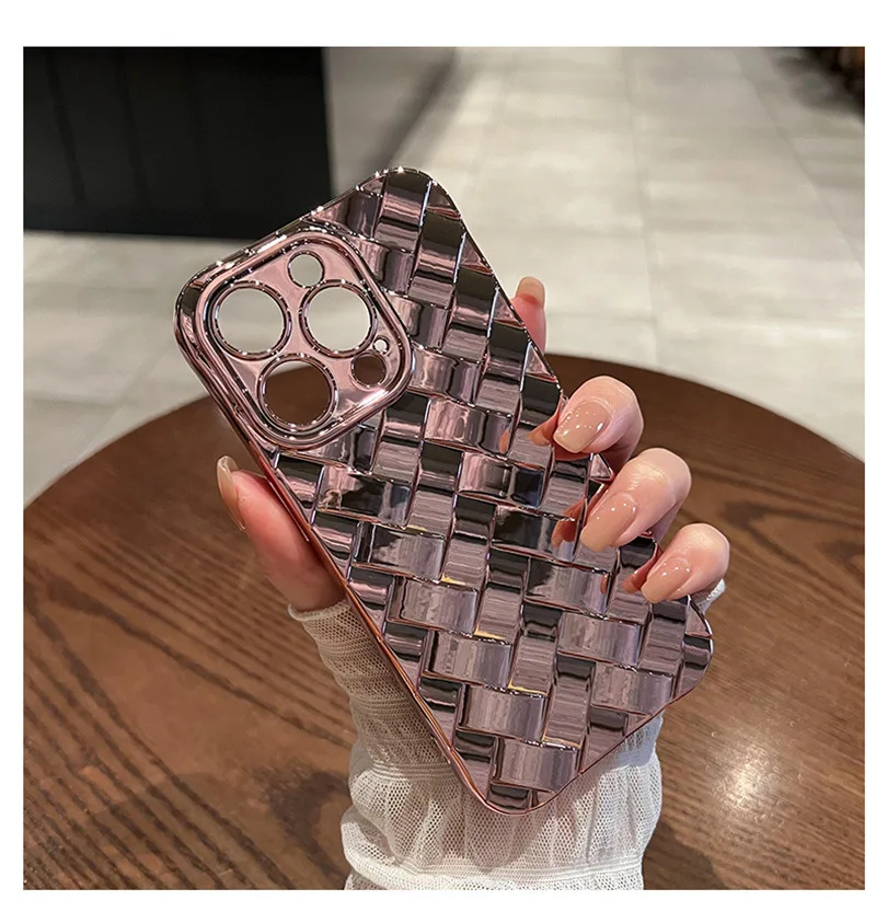 Advanced Woven Pattern Suitable for iPhone 15 Phone Case 14promax Three-dimensional Concave and Convex Feel 13 Protection Cover