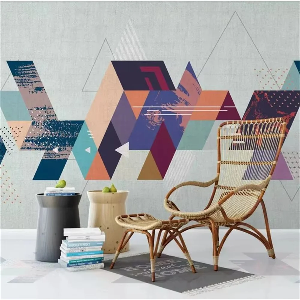

Custom Stereo geometry Wallpaper Abstract Art Polygon Mosaic Tile Modern Background Wall Painting for Living Room Bedroom mural