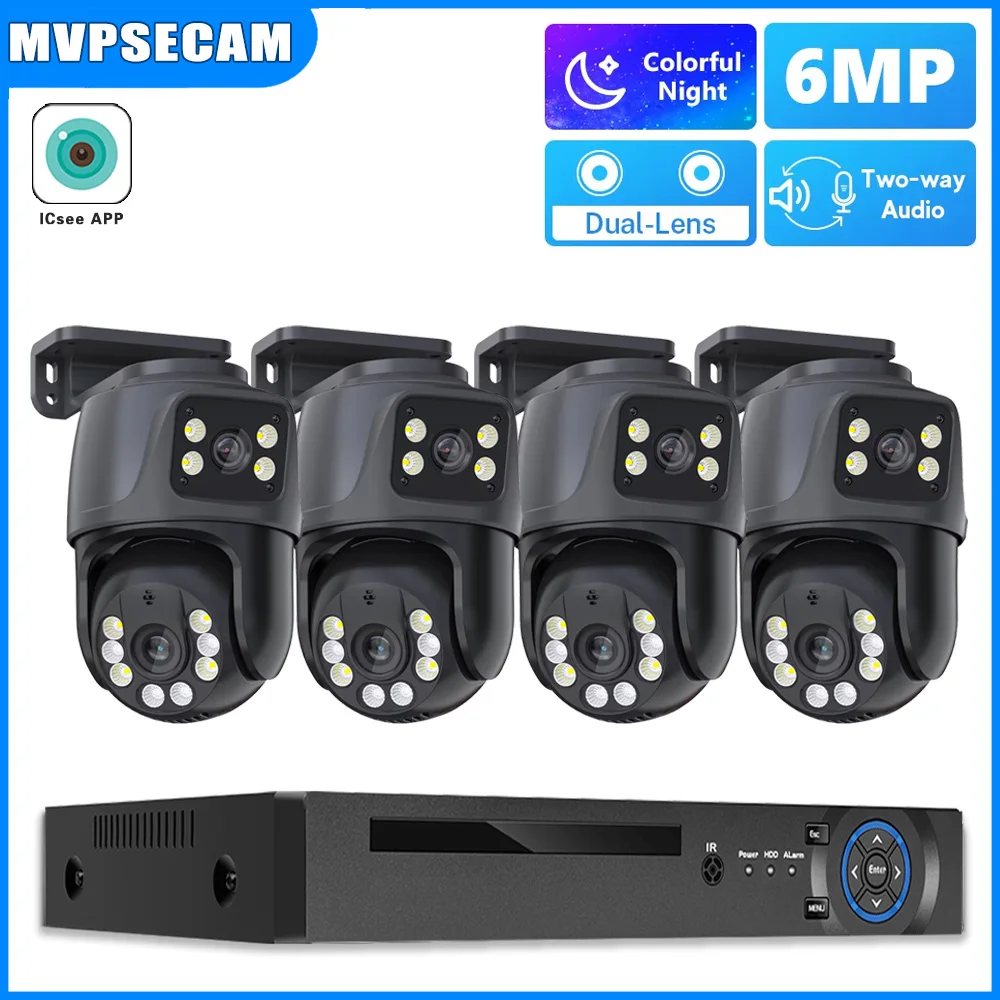 

H.265 10CH POE NVR Kit Dual Lens POE PTZ IP Camera Ourdoor Wateproof Security System 2 Way Audio 4K CCTV Video Surveillance Kit