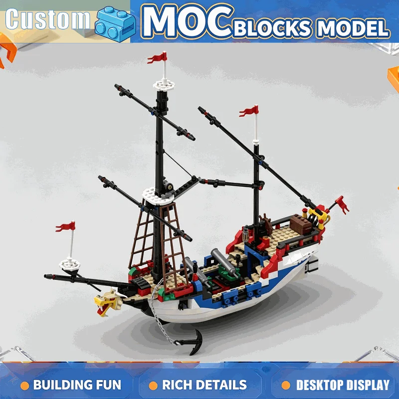 579PCS Classic Sailing Ship Building Blocks Ocean Adventure Vessel Model DIY Assembly Set Maritime Display Collection Gift Toy