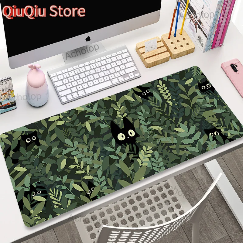 Süße Katze, großes Gaming-Tastatur-Mauspad, XL, grüne Pflanze, Computer-Gamer-Tablet, Mauspad, langes Mauspad, XXL, 900 x 400, Spielmäusematten
