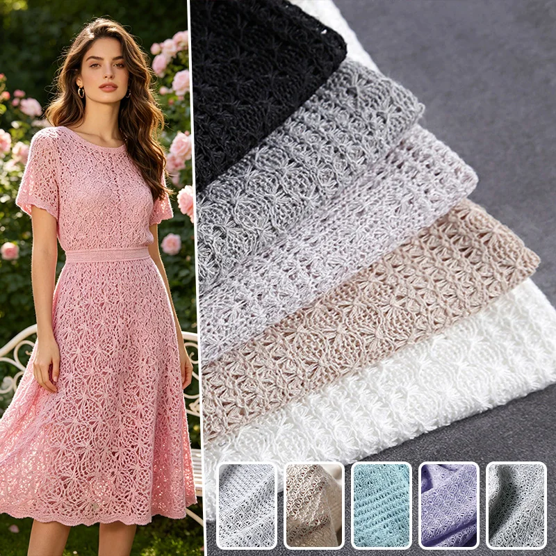 

100x155cm Hollow Out Butterfly Knitted Mesh Fabric Thick Needle Crochet Net Cloth for Cardigans Crop Tops Daily Garment Sewing