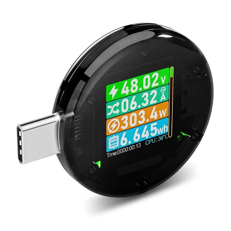 

Измеритель мощности USB-C AS94, цифровой тестер напряжения и тока USB-мультиметр для зарядных устройств, повербанков и кабелей