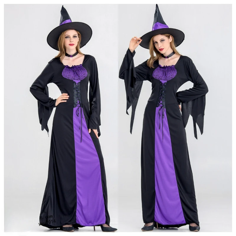 

Halloween witch costume, adult cosplay purple witch dress cosplay costume