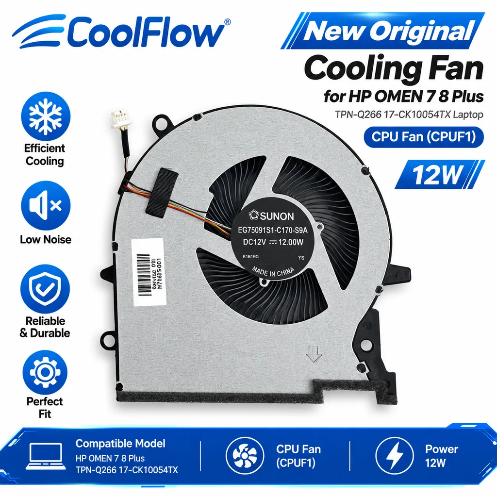 New Original Cooling Fan for HP OMEN 7 8 Plus TPN-Q266 17-CK10054TX Laptop CPU GPU Fan Replacement