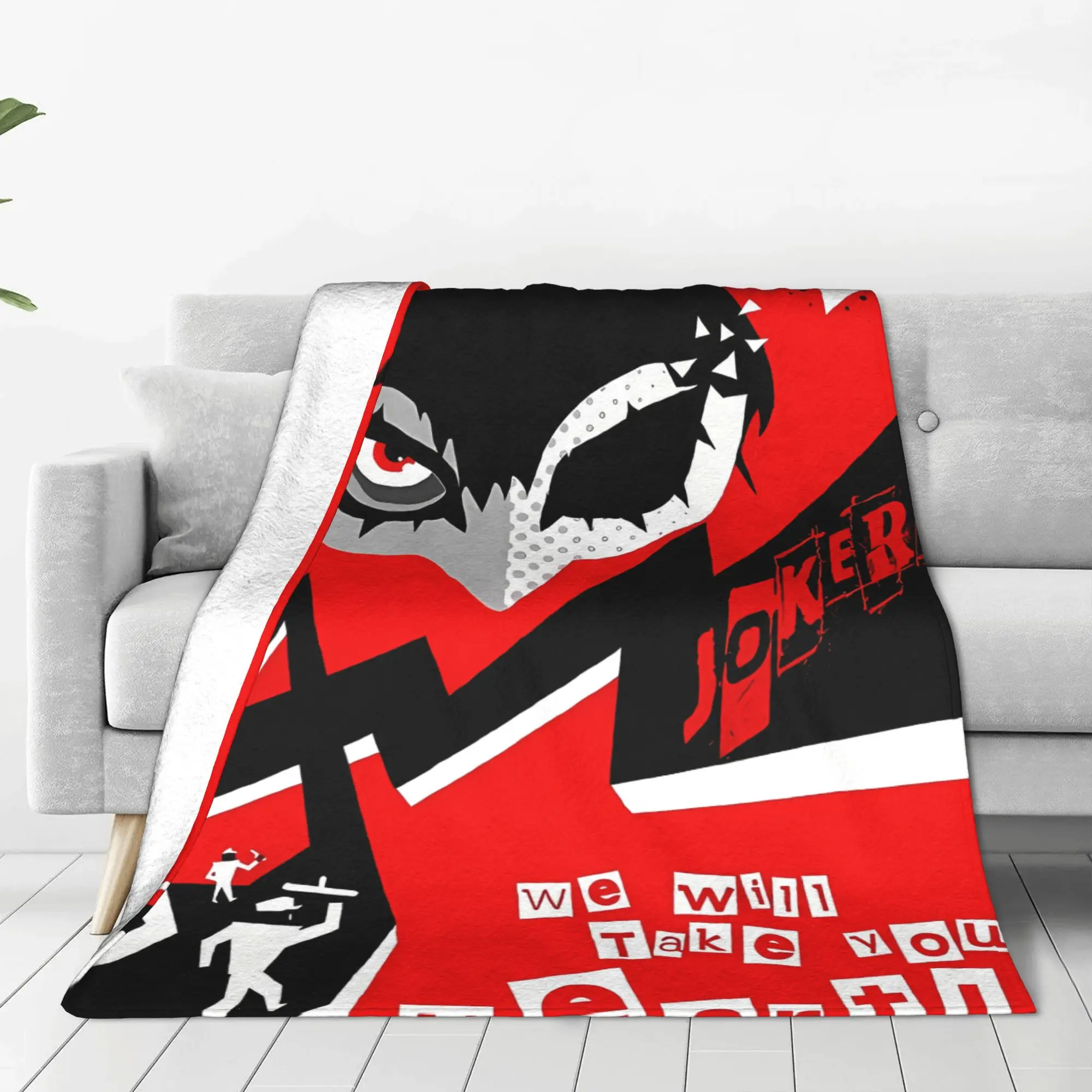 1PC Home Cutecore Joker Take Your Heart! Personas Blanket Super Cosy Plush Home Living Room Sofa Halloween