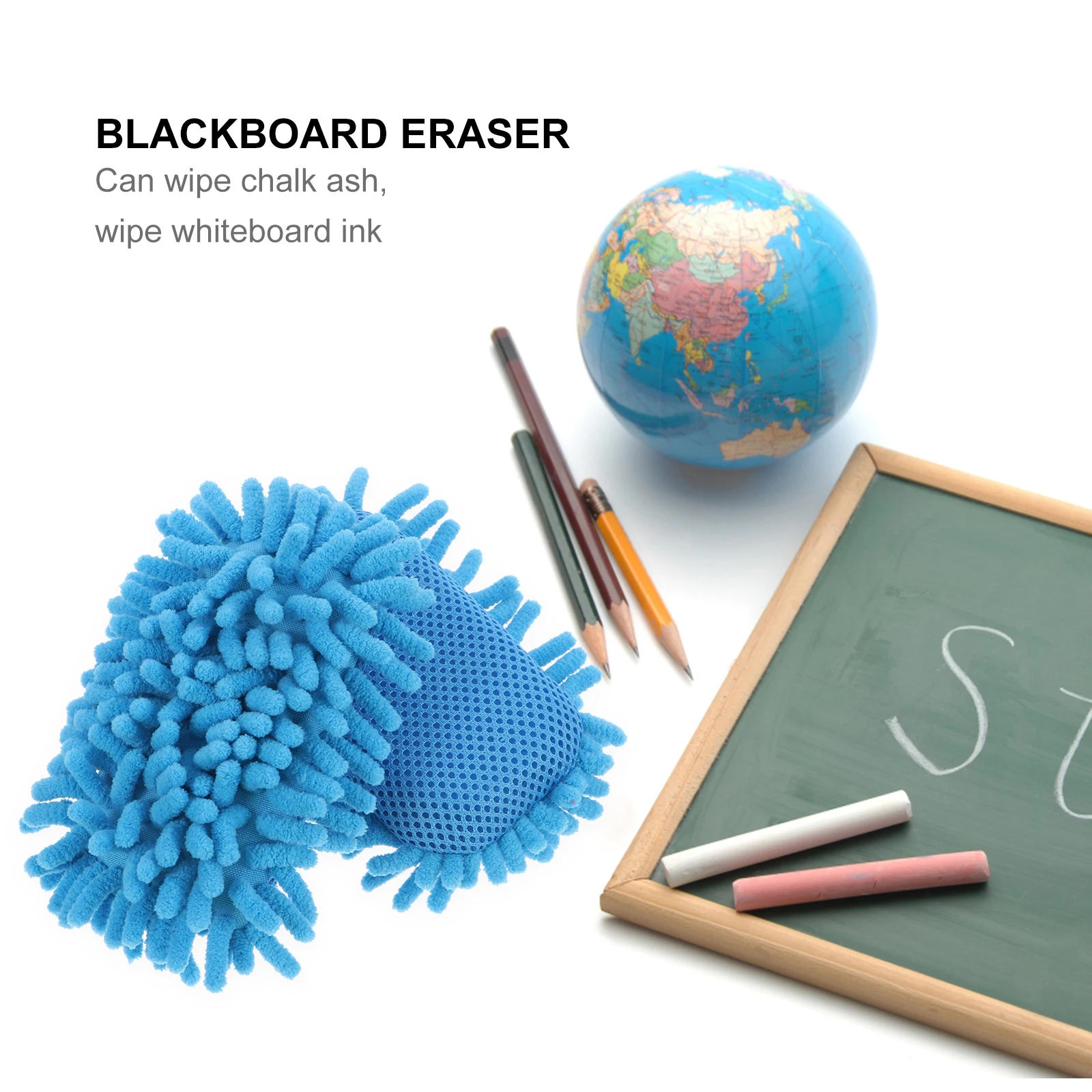 

2 Pcs Chenille Cleaning Sponge Chalkboard Erasers for Blackboard Small and Dry White Office