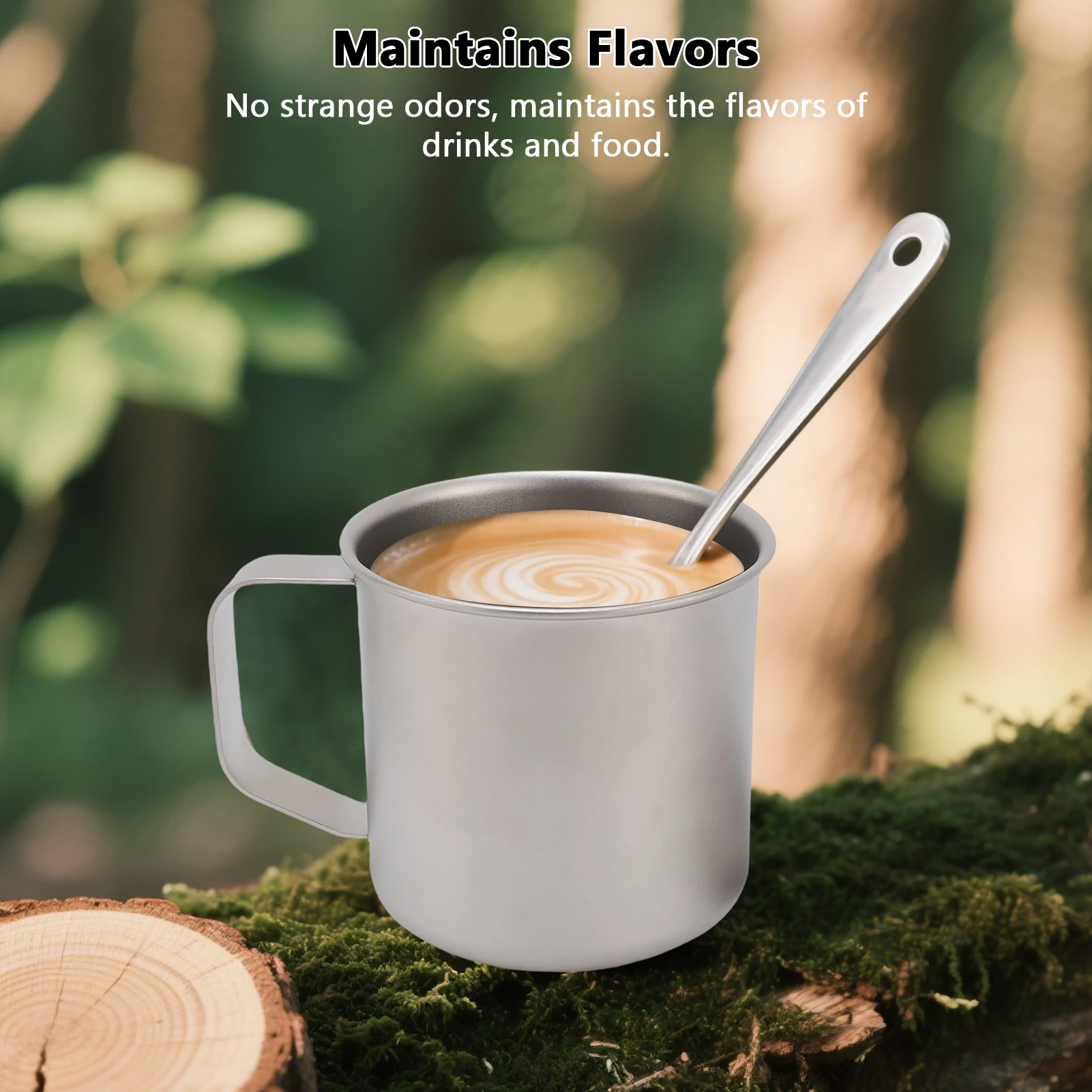 순수 Ti 캠핑 컵 360ml 캠핑 머그잔 뚜껑 포함 하이킹 배낭 요리를위한 야외 물 커피 차 컵