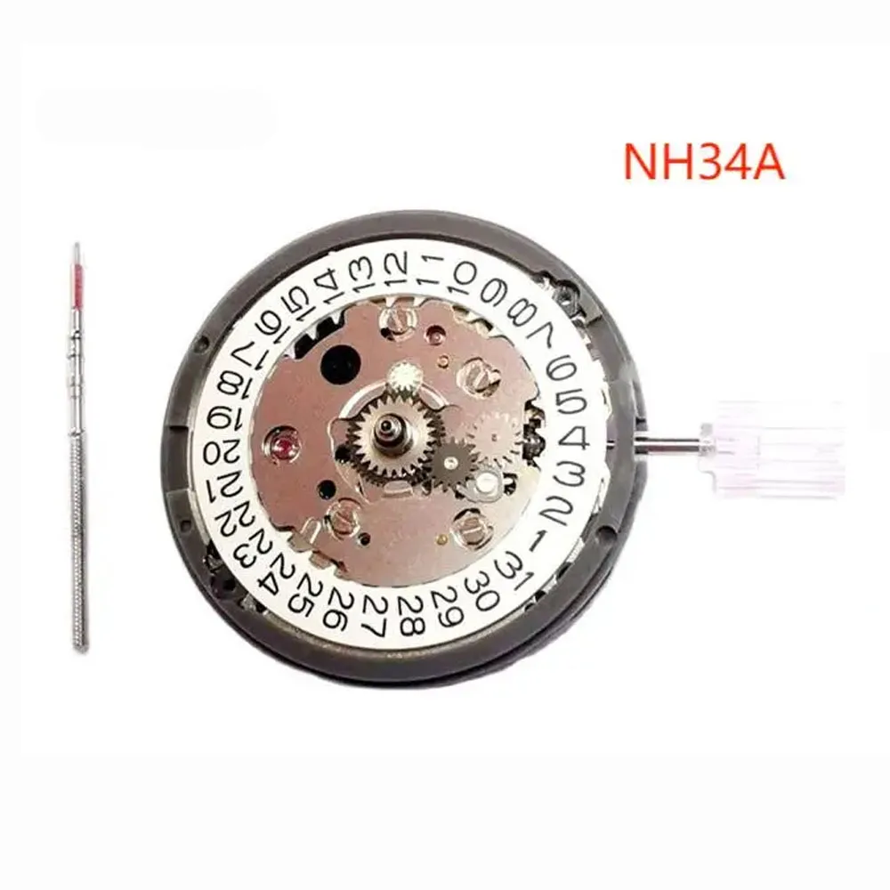 New Replacement 24 jewels NH34A NH34 GMT Date Automatic Mechanical Movement High Accuracy Winding Stem Set