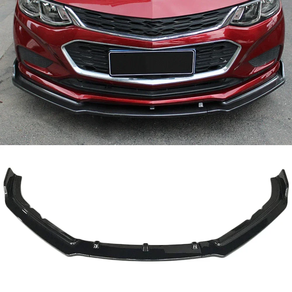 

For Chevrolet Cruze 2019 2020 2021 3PCS Car Front Bumper Lip Body Kit Spoiler Splitter ABS Bumper Canard Bar Guard Auto Chin