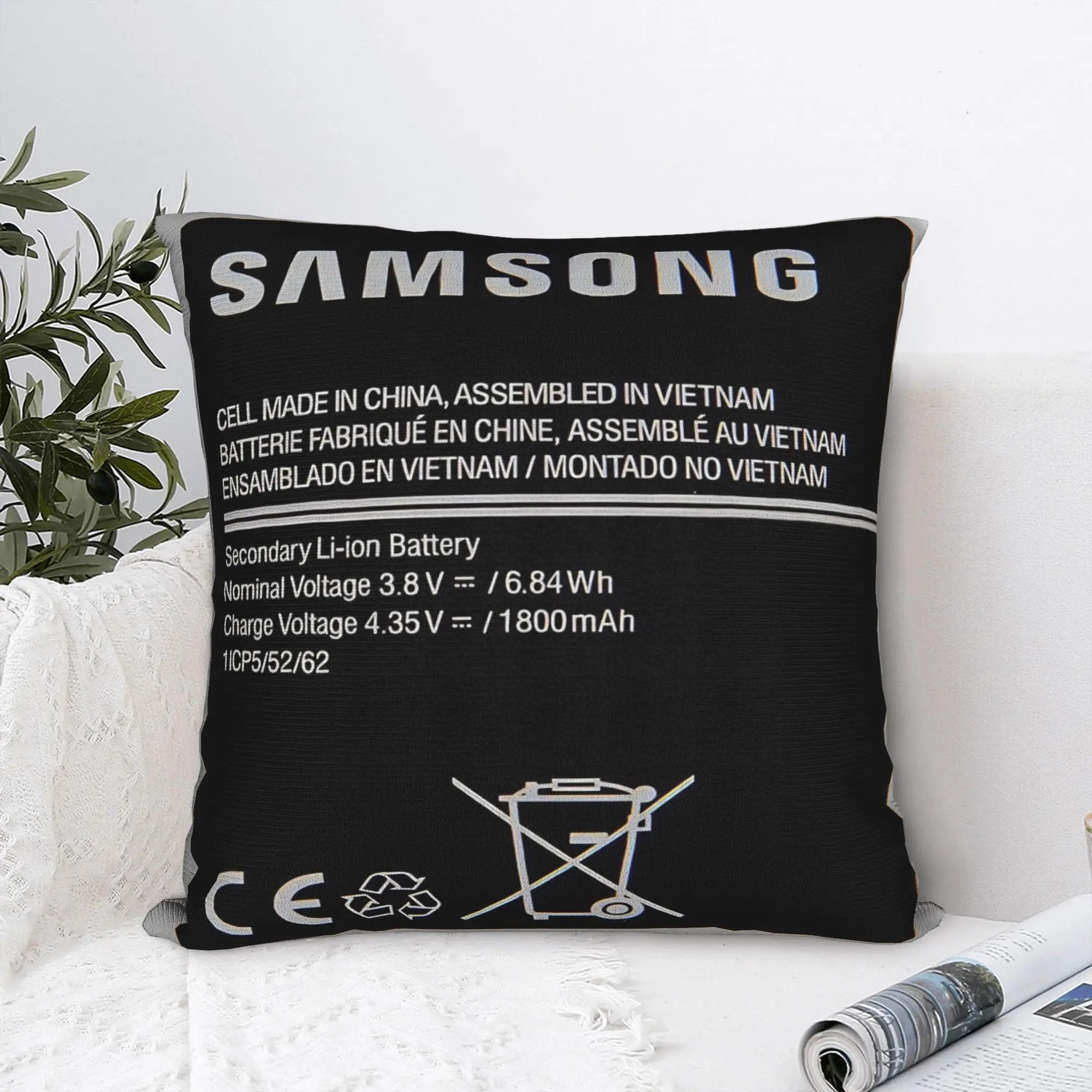 Swollen Battery Premium Square Pillow Covers Polyester Home  Cushion Cover Funny Decorative Pillow Cover 40*40