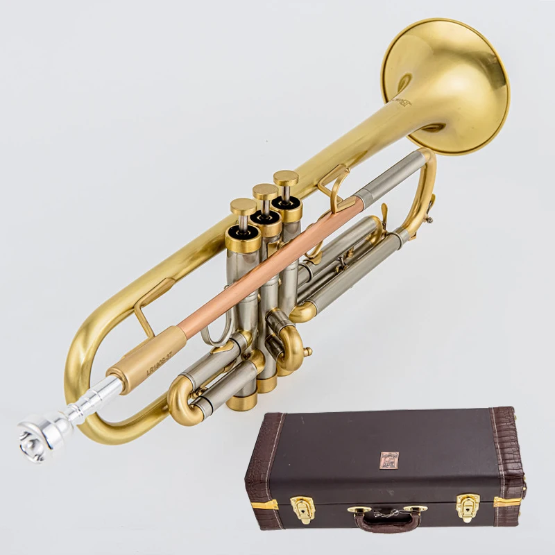 Professional Trumpet LR180S-37 Bb Flat Brass Gold-painted Exquisite Durable Brass Musical Instrument with Trumpet Mouthpiece