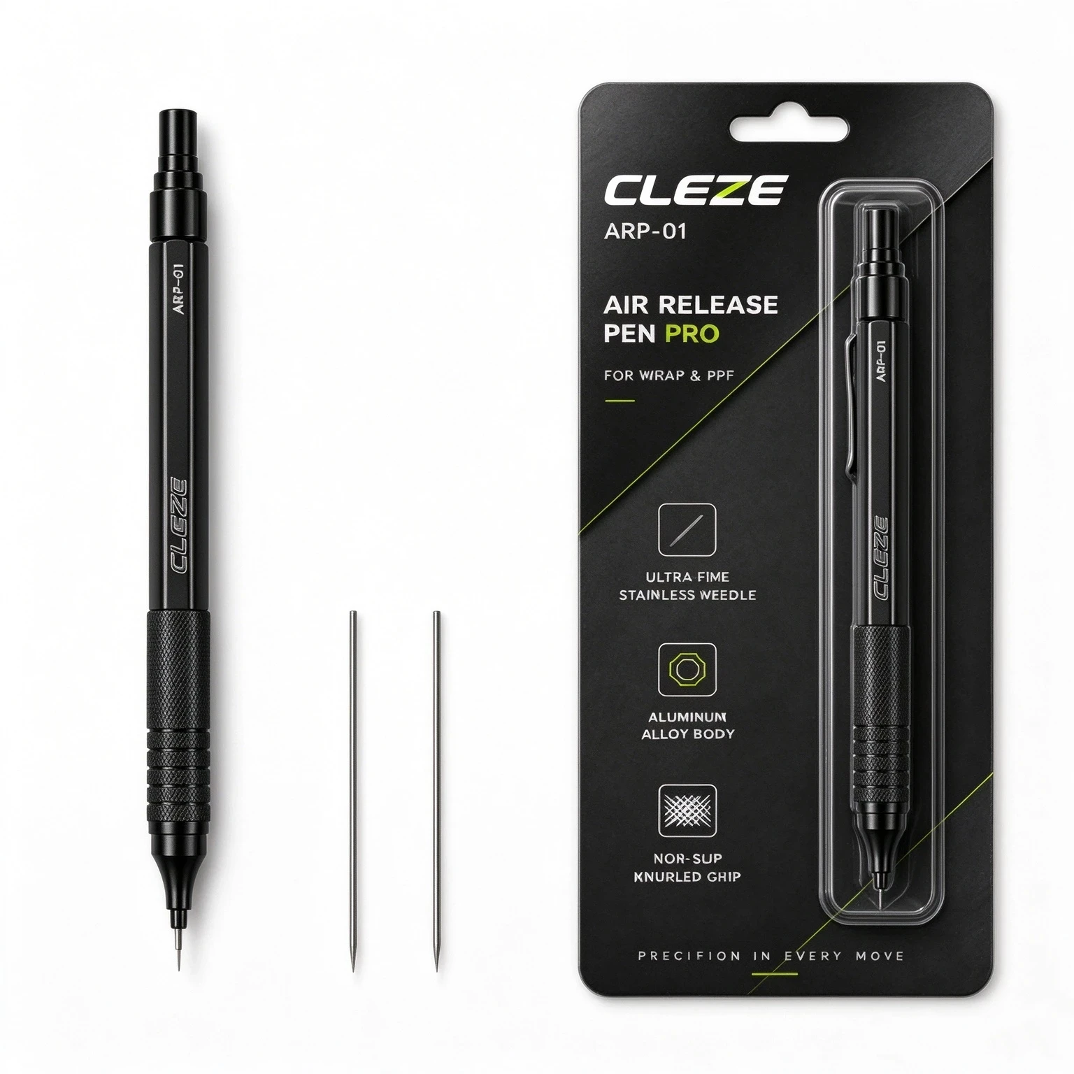 CLEZE Air Release Pen Pro for Vinyl Wrap PPF Ultra Fine Needle Bubble Remover Aluminum Alloy Tool Car Window Film Installation